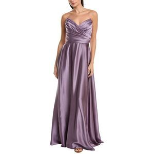 Amsale Womens  Draped Bodice Gown, Purple